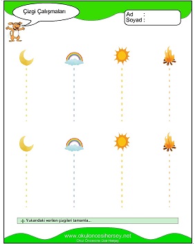okul öncesi çizgi çalışma sayfaları